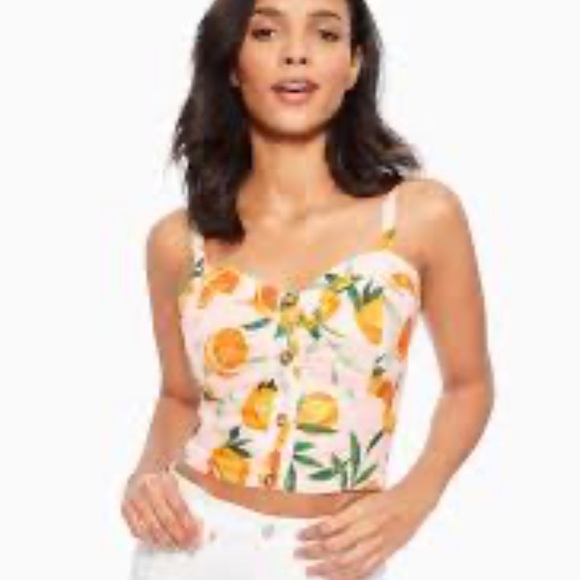 NWT Parker Linen Orange Print Crop Top - Picture 15 of 15
